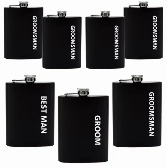 BachPartyGifts 6 oz stainless steel hip flask set